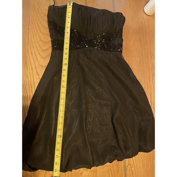 Vintage Versace Black Mini Dress M 8 Strapless Beaded Designer Cocktail Party - Picture 7 of 16